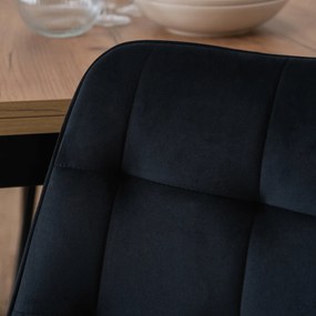 Zestaw Stół Kwadratowy Rozkładany MAX 80-160 cm Dąb Craft/Czarny i 6 Krzeseł Tapicerowanych CHRIS Czarnych Nowoczesnych