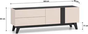 Stolik RTV 160 cm Freshion 05, kaszmir / czarny