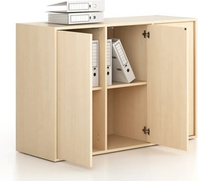 Szafa biurowa FRAME, niska, 3 drzwi, 1299 x 450 x 881 mm, PUSH-lock, brzoza