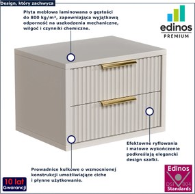 Kaszmirowa nowoczesna wisząca szafka nocna z 2 szufladami S3-M86