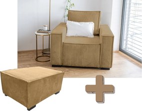 Fotel z podnóżkiem SMART SET, musztardowy