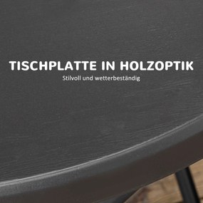 Outsunny Stół ogrodowy okrągły składany dla 4 osób efekt drewna ciemnoszary 80x80x73cm | Aosom PL