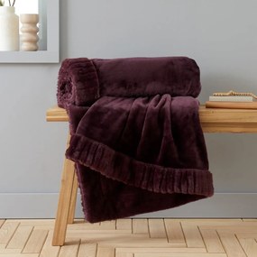 Ciemnofioletowy koc z mikropluszu 150x200 cm Velvet and Faux Fur – Catherine Lansfield