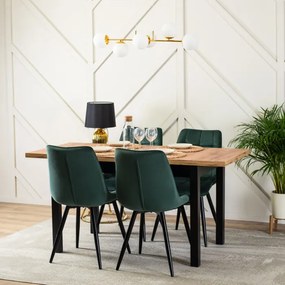 Krzesło Tapicerowane do Jadalni RIO Zielone Welurowe Nowoczesne Loft