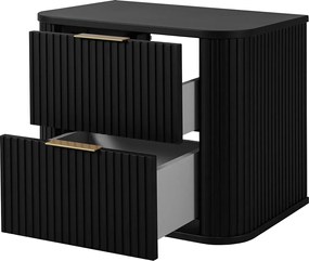 Szafka łazienkowa, matowa czerń, złoty uchwyt, 41,5 x 60 x 51,7 cm