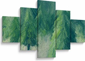 Obraz - Malowane drzewa iglaste (125x70 cm)