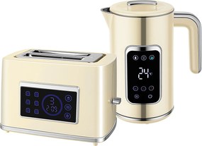 HOMCOM Zestaw czajnik elektryczny 17L i toster LED 2 szczeliny różne tryby kremowy biały | Aosom PL