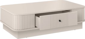 Stolik kawowy Vesper 103x60 cm z szufladą na cokole - kaszmir / czarny uchwyt