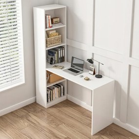 Białe biurko z półkami 125x50x181 cm – Ergonomiczna powierzchnia robocza o nowoczesnym designie