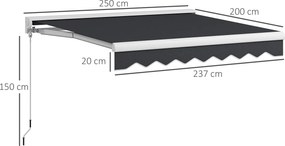 Outsunny Markiza Elektryczna Aluminiowa 250 x 200 cm – Pilot Zdalnego Sterowania, Półkaseton, Szary | Aosom PL