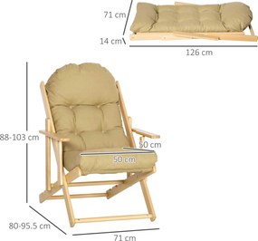 HOMCOM Fotel Akcentowy, Fotel Relaksacyjny, Regulowane Oparcie, Rama z Drewna Bukowego, do 120 kg, Brązowy