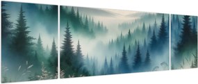 Obraz - Leśny krajobraz z mgłą (170x50 cm)