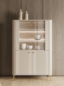 Witryna Vesper 103 cm czterodrzwiowa - kaszmir / złote nogi