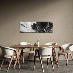 Obraz - Kwiat w czerni i bieli (z zegarem) (90x30 cm)