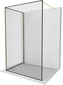 Mexen Kioto ścianka prysznicowa Walk-in 130 x 90 cm, czarny wzór, złota - 800-130-212-50-70-090
