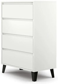 Biała komoda na nóżkach z 4 szufladami - Bilgo 5X