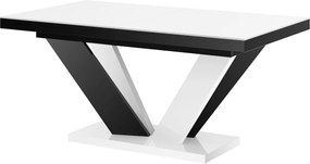 Rozkładany stół z białym blatem na biało-czarnej nodze Viva 2