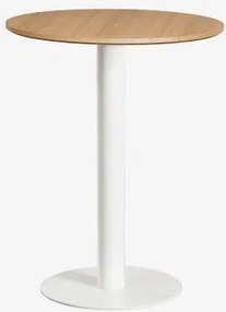 Okrągły Barowy Stół Z Mdf Xiren Ø60 Cm & Naturalny Brąz Drewna - Biały - Sklum