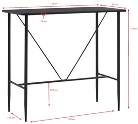 Czarny stolik barowy 60x120 – Charlen