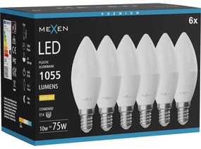 Mexen Nova 6x żarówka LED E14, C37, 10W, Ciepła - 3000K, 1055 lm - L102-E14-1030-01x06