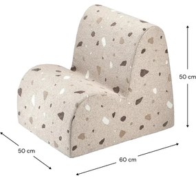 Jasnobrązowy fotel dziecięcy z materiału bouclé/z tkaniny szenilowej Terrazzo Cloud – Wigiwama