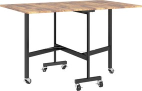 HOMCOM Składany Stół Jadalniany, dla do 6 Osób, z 6 Kółkami i Hamulcami, do Małych Przestrzeni, Brązowy