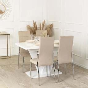 Krzesło Tapicerowane do Jadalni MOLLY Beżowe Welurowe Nowoczesne