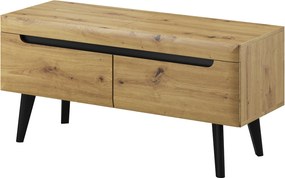 Szafka RTV stojąca NORDICO 107 cm do Salonu pod Telewizor 2 Szuflady - Dąb artisan