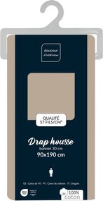 Beżowe bawełniane prześcieradło z gumką 90x190 cm Lina – douceur d'intérieur