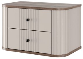 Zestaw szafek nocnych wiszących Vesper 56 cm - kaszmir / orzech / czarne uchwyty