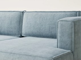 Jasnoniebieski rozkładany/ze schowkiem narożnik z tkaniny szenilowej (prawostronny/z szezlongiem) Velto – Maison de Rêve