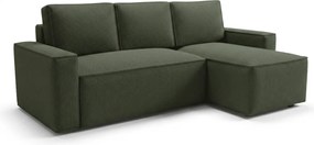 Rozkładana obustronna sofa narożna w kształcie L SMART BOUCLE 232x143 cm, ciemnozielona