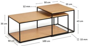 Okrągłe stoliki z blatem w dekorze dębu zestaw 2 szt. 50x100 cm Yoana – Kave Home