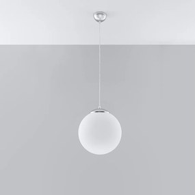 Lampy wiszące minimalistyczny Stera, stal/szkło - 1 źródło światła 4000K - L.30 x H.120 cm - biały/chrom