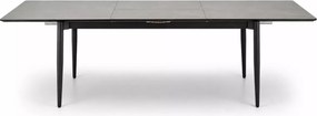 Stół rozkładany Heizo 180–260 cm popielaty marmur – MDF, nowoczesny, czarne nogi metalowe