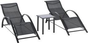 Outsunny Zestaw leżaków ogrodowych z stolikiem 2 sztuki Oddychająca tkanina Stabilna konstrukcja Czarny | Aosom PL