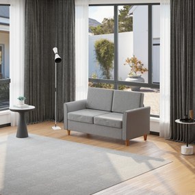 Homcom® Sofa 2-osobowa Zdejmowane Pokrowce Obciążenie Do 200 Kg Len Pianka Jasnoszary 141 X 65 X 78 Cm
