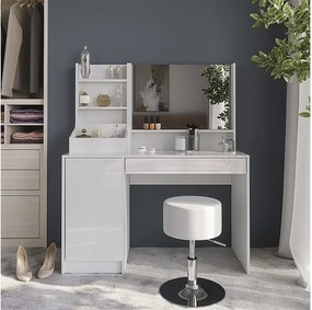 Stół toaletowy biały/biały wysoki połysk 119.8x50.1x76 sherry