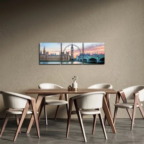 Obraz - Londyn w pastelowych kolorach (z zegarem) (90x30 cm)