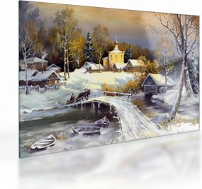 Obraz na szkle - Zimowe miasteczko (70x50 cm)