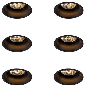 Zestaw 6 nowoczesnych reflektorów wpuszczanych czarnych AR70 - Dept