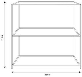 Loftowy regał z 2 półkami, metal i MDF, 71 x 31 x 85 cm