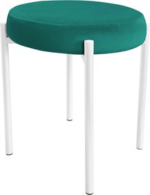 Taboret DIOR stelaż metalowy tkanina Welur : Kolor Stelaża - Biały, Kolor tkaniny - VELVET - MG20, Typ tkaniny - Velvet
