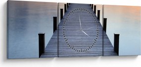 Obraz - Molo nad jeziorem Starnberger, Bavaria, Germany (z zegarem) (90x30 cm)