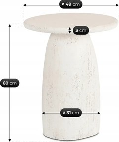 Stolik Kawowy REES 49 cm Krem/Beż Nowoczesny