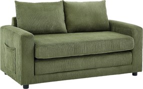 Kanapa 2-osobowa rozkładana z z welurowego weluru sztrusowego w kolorze khaki MIRTO