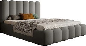 Łóżko tapicerowane MONA V DomoHome, elegancka rama ze zintegrowaną skrzynią, wysokiej jakości tkanina, 200x200 cm, SZARY