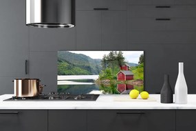 Szkło do Kuchni na Ścianę Chatka Nad Górskim Jeziorem