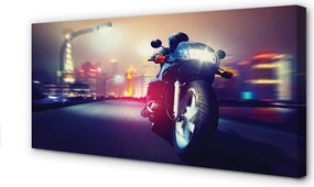 Duży obraz na płótnie Motocykl pod Miejskim Niebem