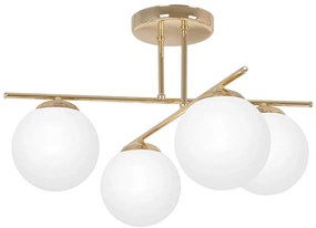 Złoto-biała lampa sufitowa z 4 szklanymi kloszami - A673-Didaro